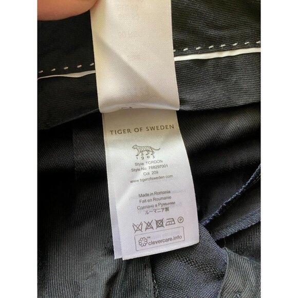 TIGER of Sweden BNWOT "Tordon" Trouser 50R = US 40 New Black Check Print Linen - Picture 5 of 7